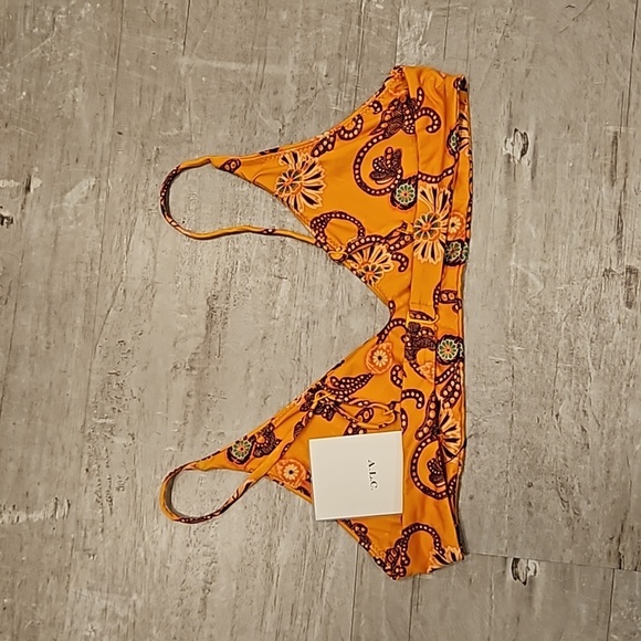 💕A.L.C.💕 Cleo Scoop Bikini Top ~ Orange Multi-Color Paisley Print Large L NWT - Picture 5 of 10
